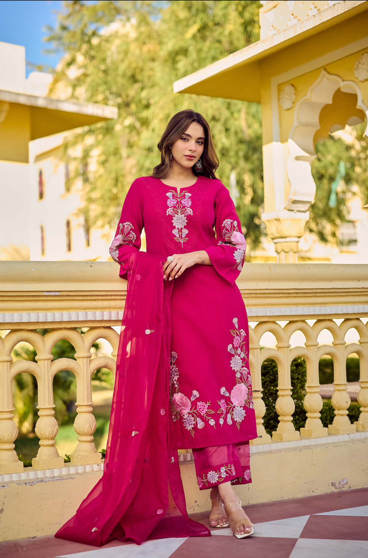 SIRAT MAGENTA CHIFFON SUIT SET