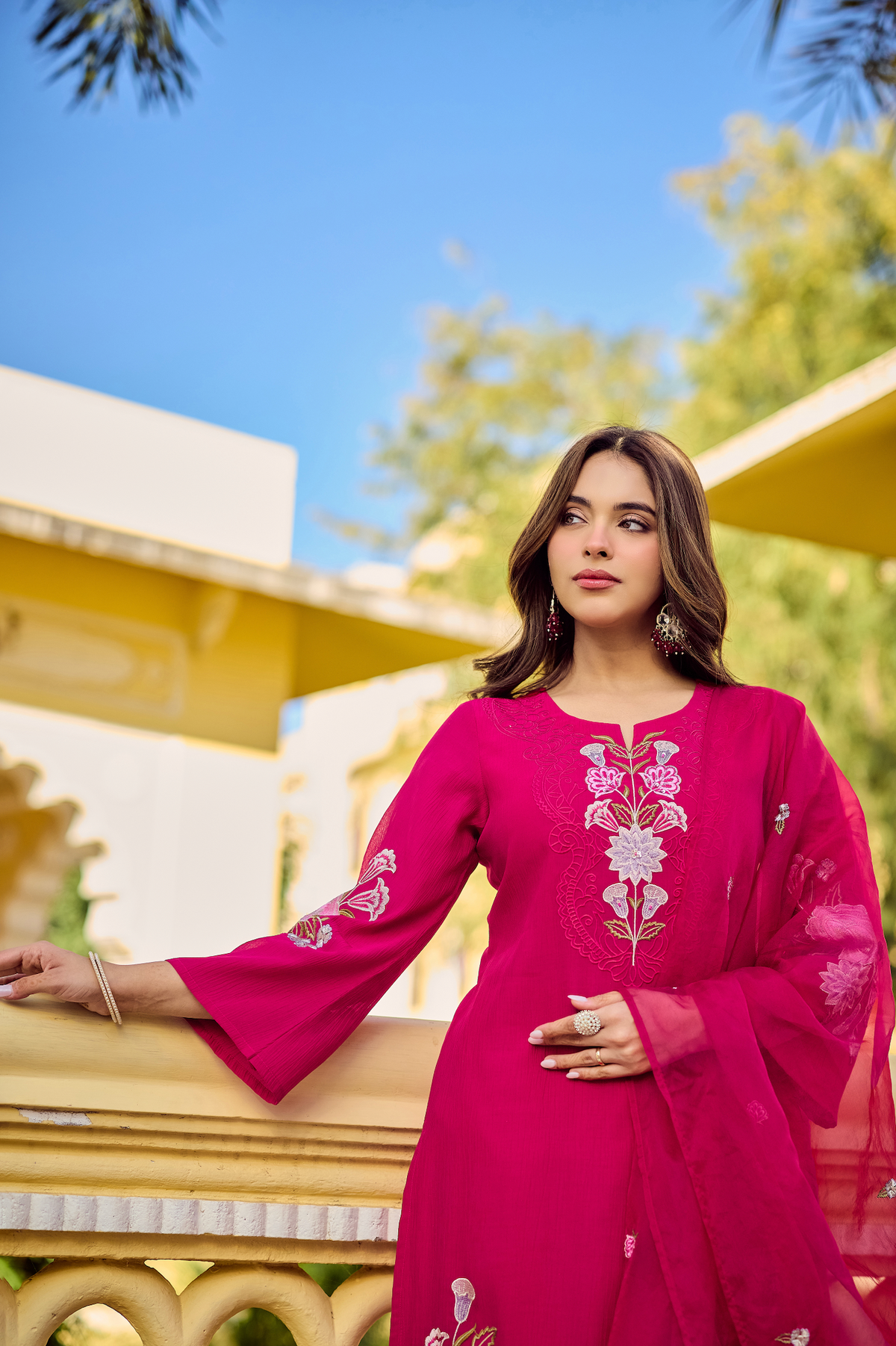 SIRAT MAGENTA CHIFFON SUIT SET