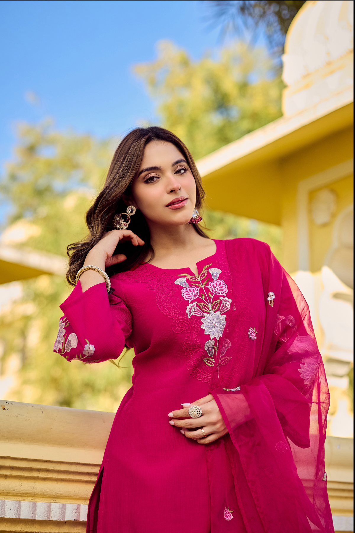 SIRAT MAGENTA CHIFFON SUIT SET