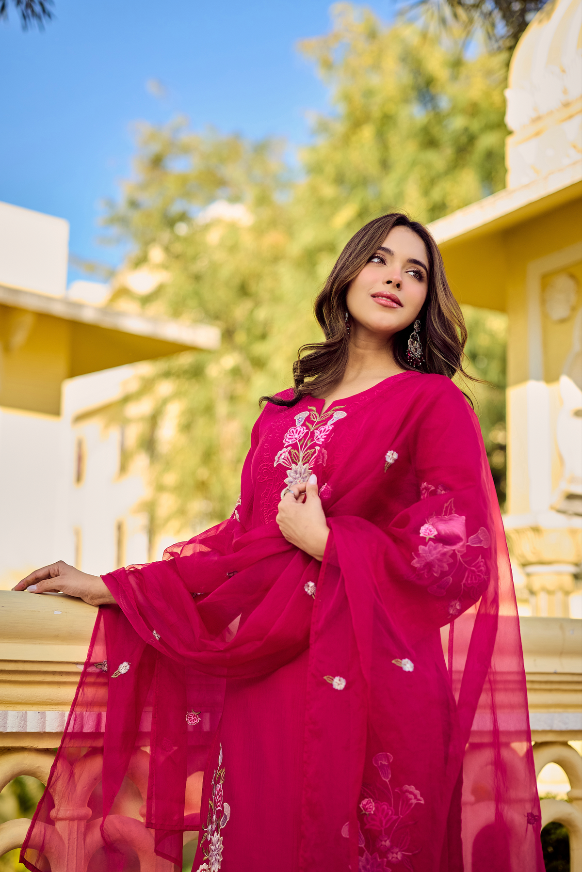 SIRAT MAGENTA CHIFFON SUIT SET