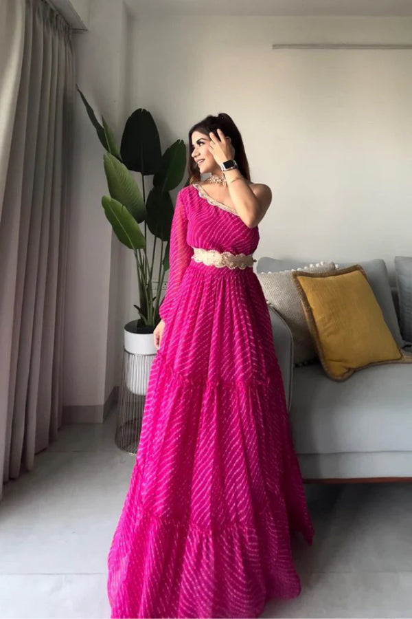 NIHARI PINK BANDHANI GOWN