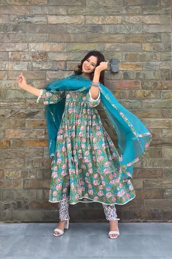 PREET HANDBLOCK ANARKALI SET