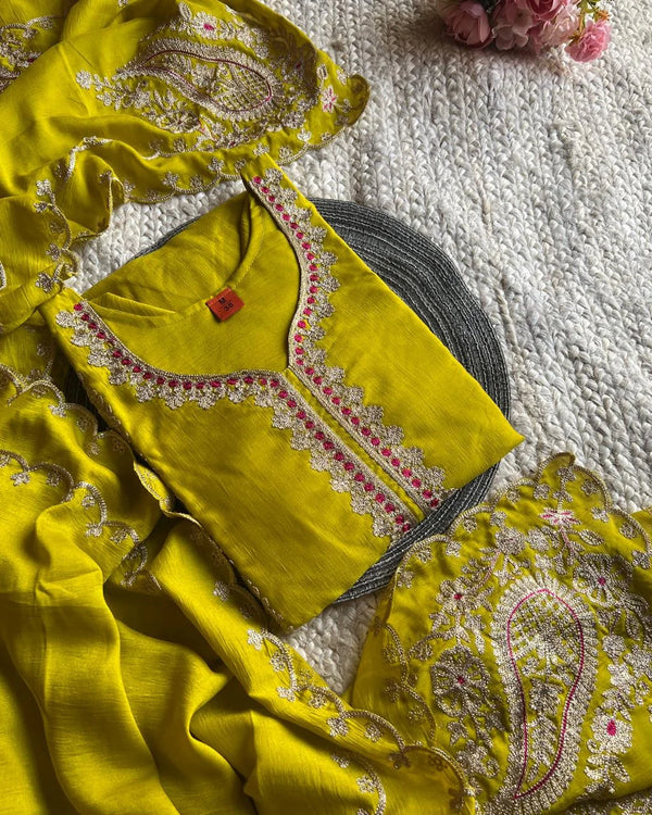 NEON GREEN EMBROIDERED SUIT