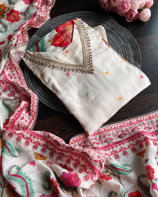 PREMIUM BUTTER SOFT IVORY MUSLIN SUIT