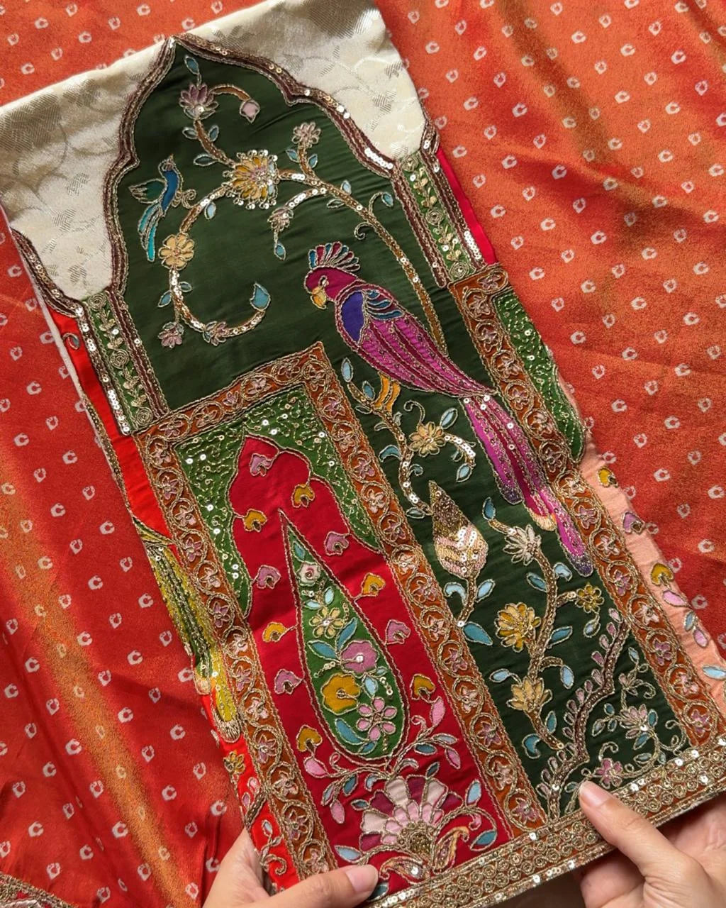 REET IVORY TEMPLE HAND EMBROIDERED TISSUE SUIT SET
