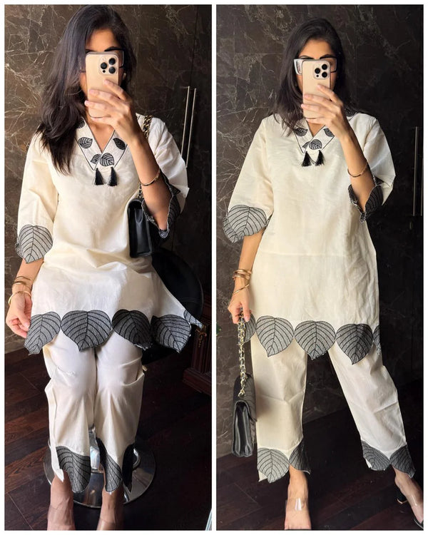 LIZA BLACK LEAFY CHIC COTTON CO-ORD SET