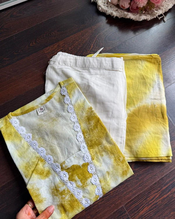 KHYATI LIME PREMIUM COTTON SLUB SUIT SET