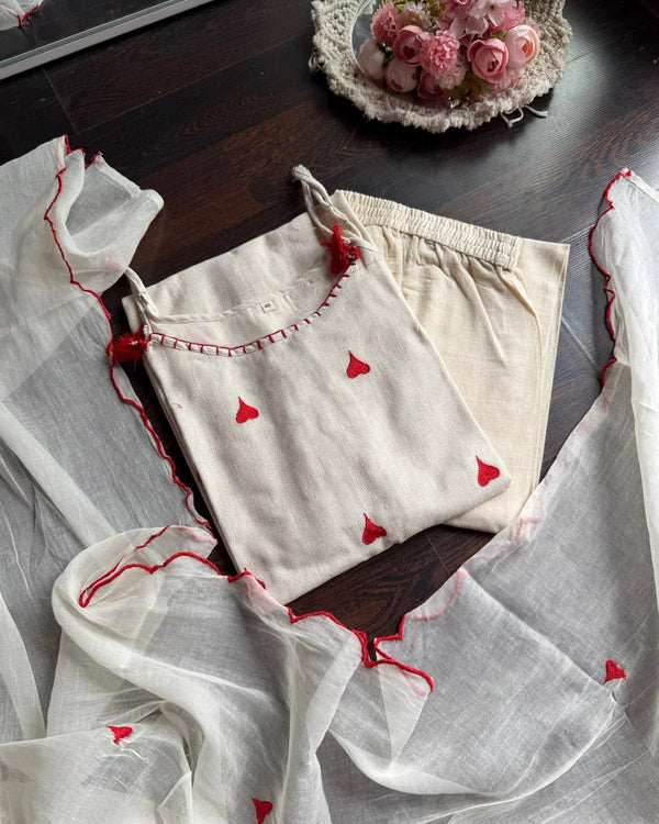 COTTON FLEX HEART STRAPPY SUIT SET