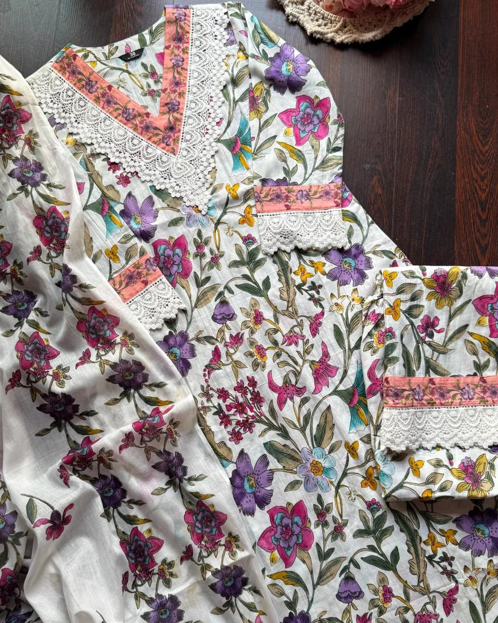MARYAM OFF WHITE PURE COTTON PAKISTANI SUIT SET