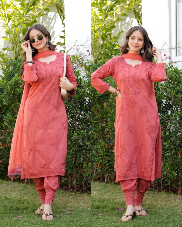 SAKSHI BRICK PREMIUM HANDWORK CHIKANKARI AFGHANI SUIT