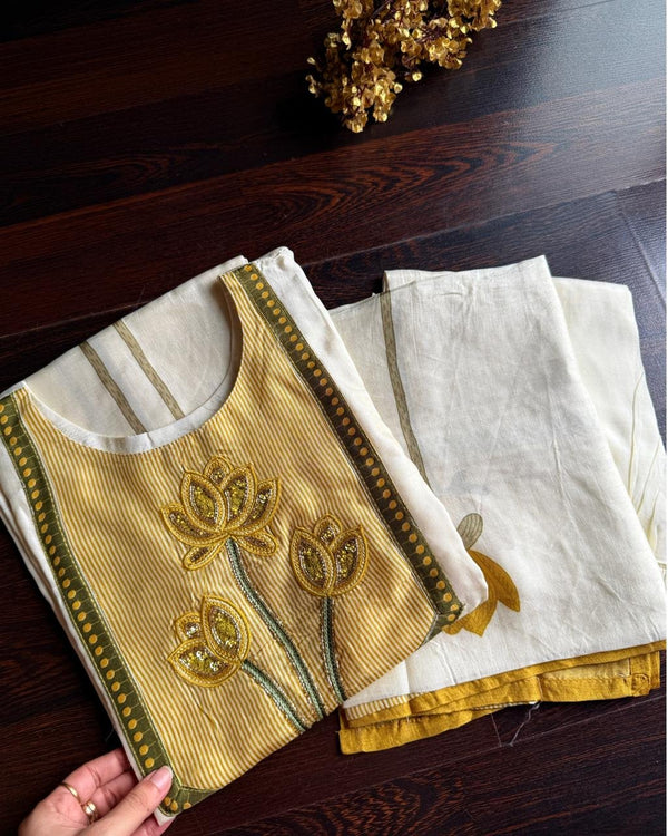 NOORIE IVORY PREMIUM RUSSIAN SILK HANDWORK SUIT SET