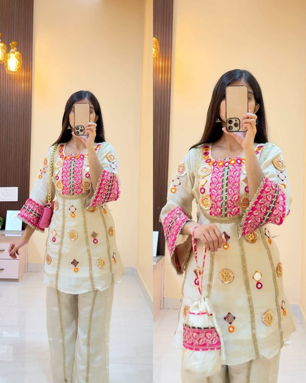 ESHANA PREMIUM TISSUE SILK GOTTA CO-ORD WITH POTLI