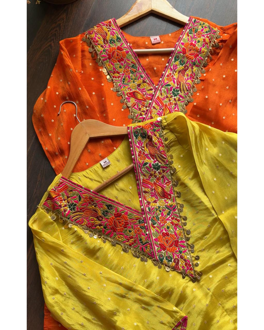 BHUMIKA LIME YELLOW PREMIUM CREPE TISSUE MEENAKARI SUIT