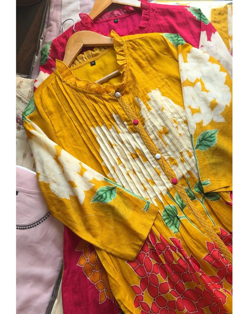 MEHRU MUSTARD COTTON FLORAL CO-ORD SET
