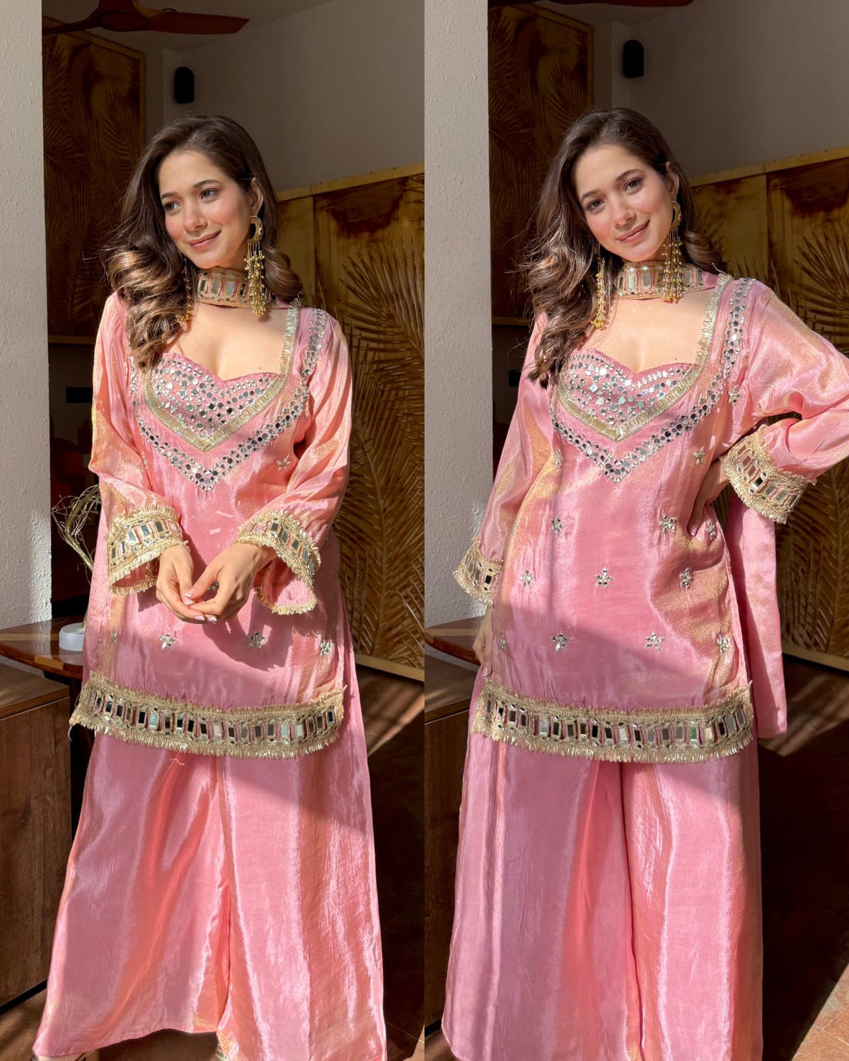 KASHISH PREMIUM PINK TISSUE 4-PIECE BUSTIER SET
