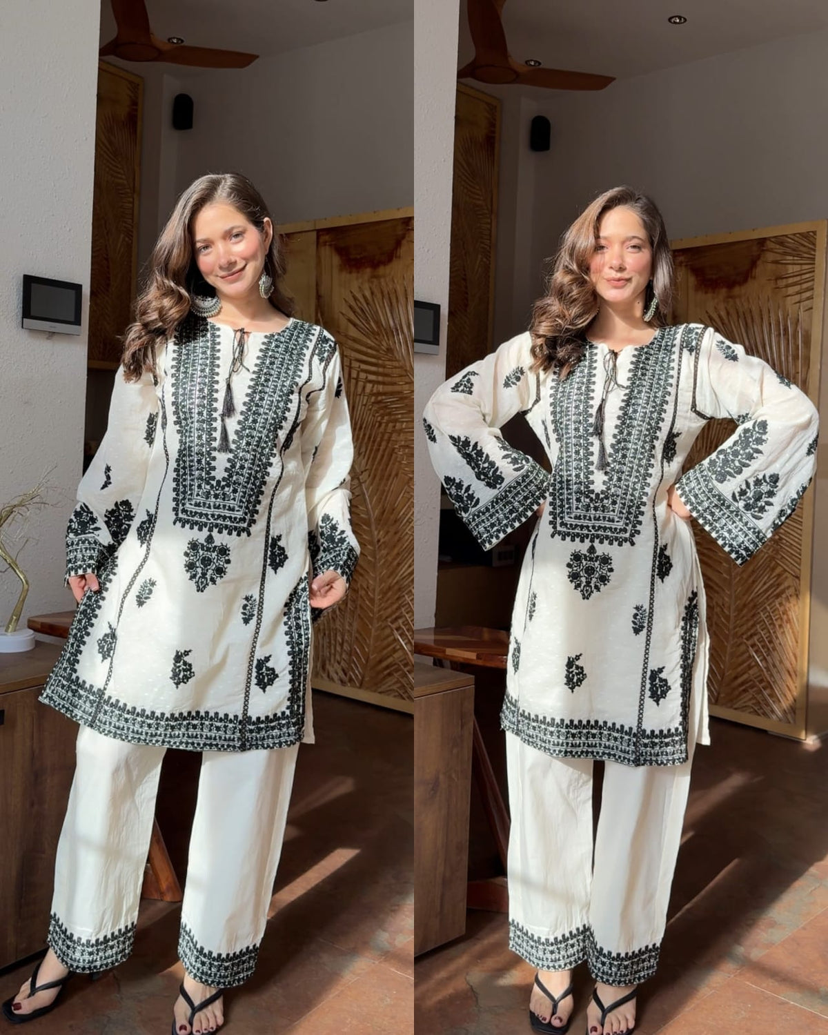 FAIZA PAKISTANI COTTON EMBROIDERED CO-ORD SET