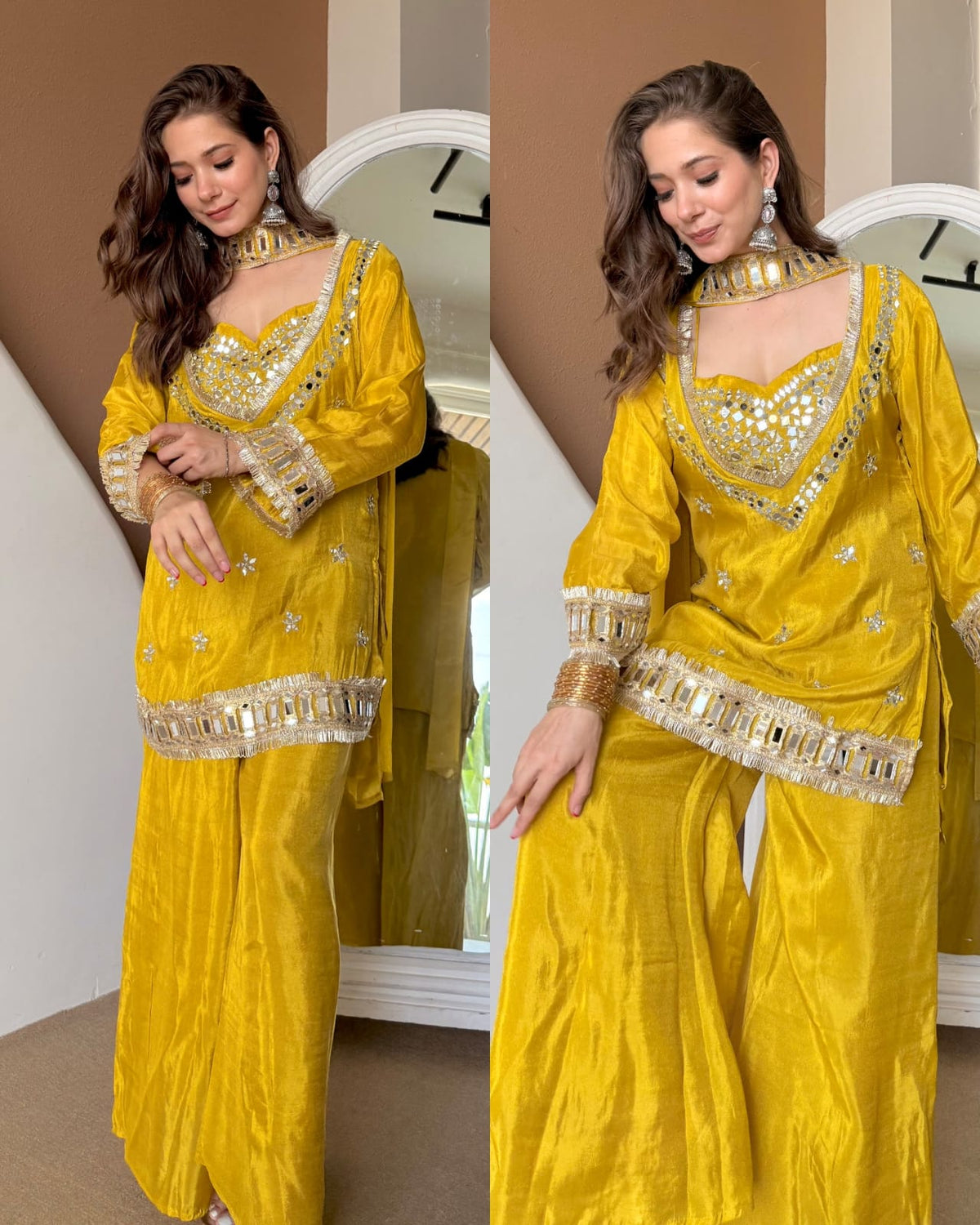 KASHISH PREMIUM YELLOW TISSUE 4-PIECE BUSTIER SET