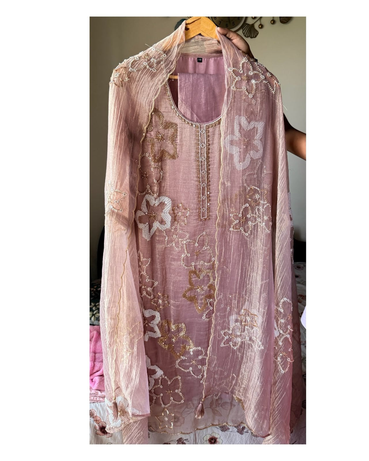 ALISHA MAUVE MIST PREMIUM CRUSH TISSUE FABRIC HANDWORK SUIT