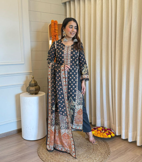 ALIZA BLACK CEMRIC COTTON DIGITAL PRINT SUIT SET