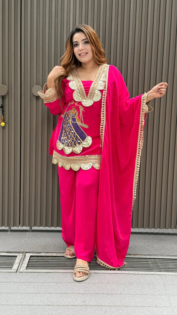 NAIRA PINK PURE CREPE SUIT SET