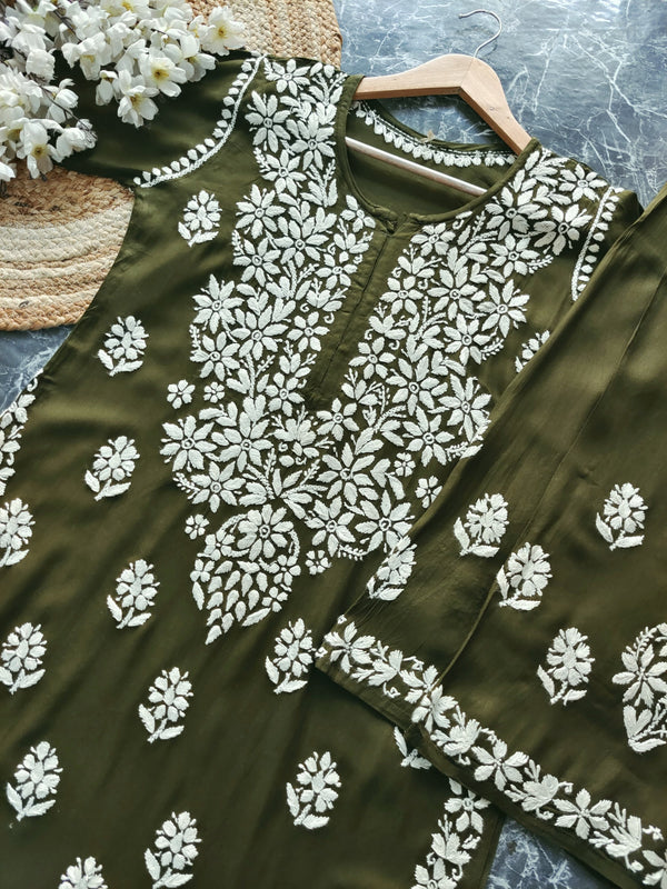 HAYA CHIKANKARI PREMIUM MODAL CO-ORD SET - Ethnic Naari