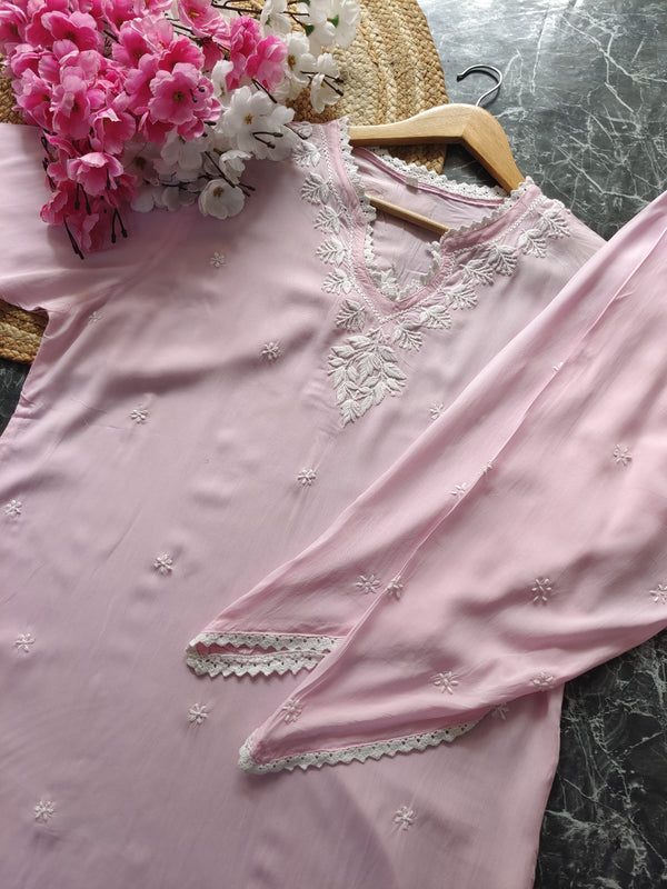RAHMA MODAL BABY PINK SUIT SET - Ethnic Naari
