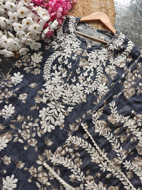 GULBAHAAR CHIKANKARI PURE MUL COTTON SET - Ethnic Naari