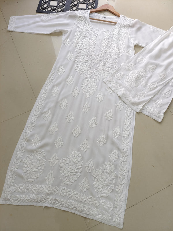 SHAMA CHIKANKARI WHITE MODAL 2 PIECE  SET