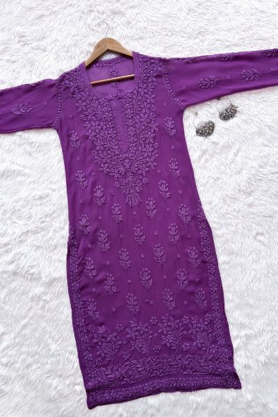 SUMAIYA PREMIUM VISCOSE PURE HAND EMBROIDERED CHIKANKARI LONG KURTA
