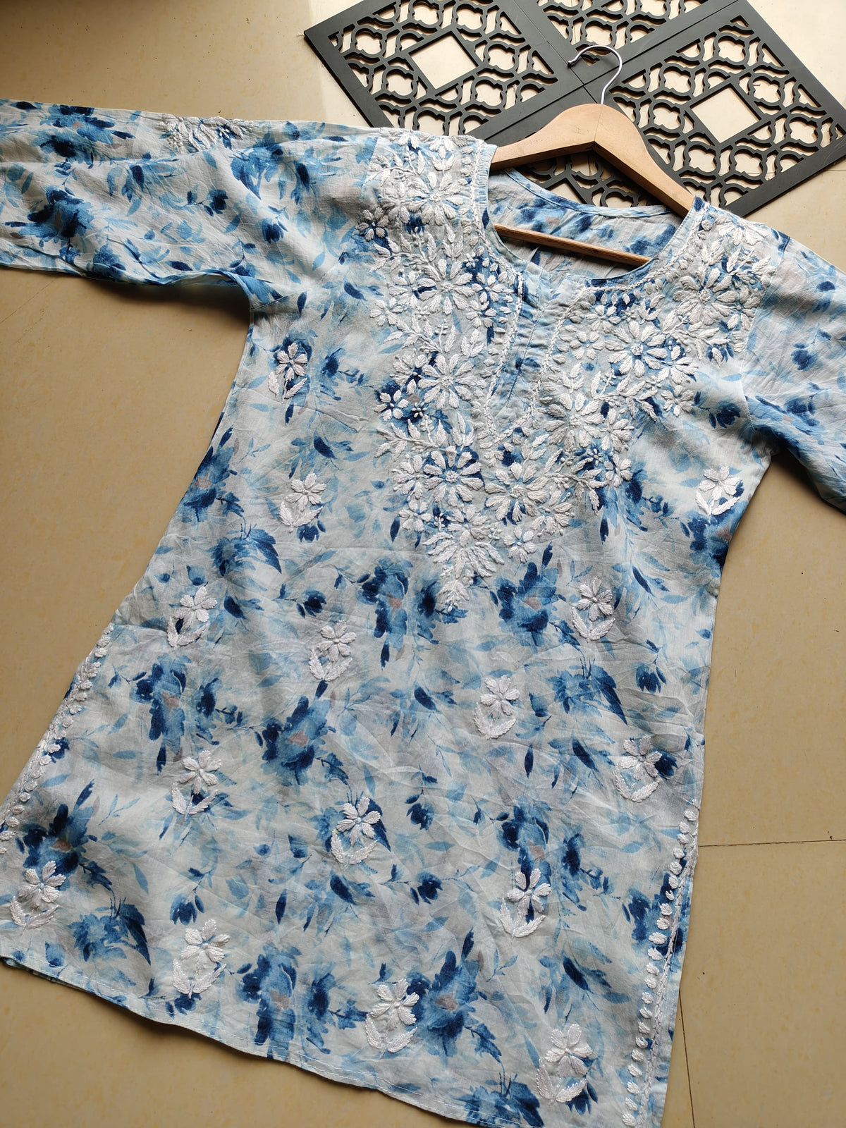 MISHKA POWDER BLUE MUL COTTON SHORT KURTI
