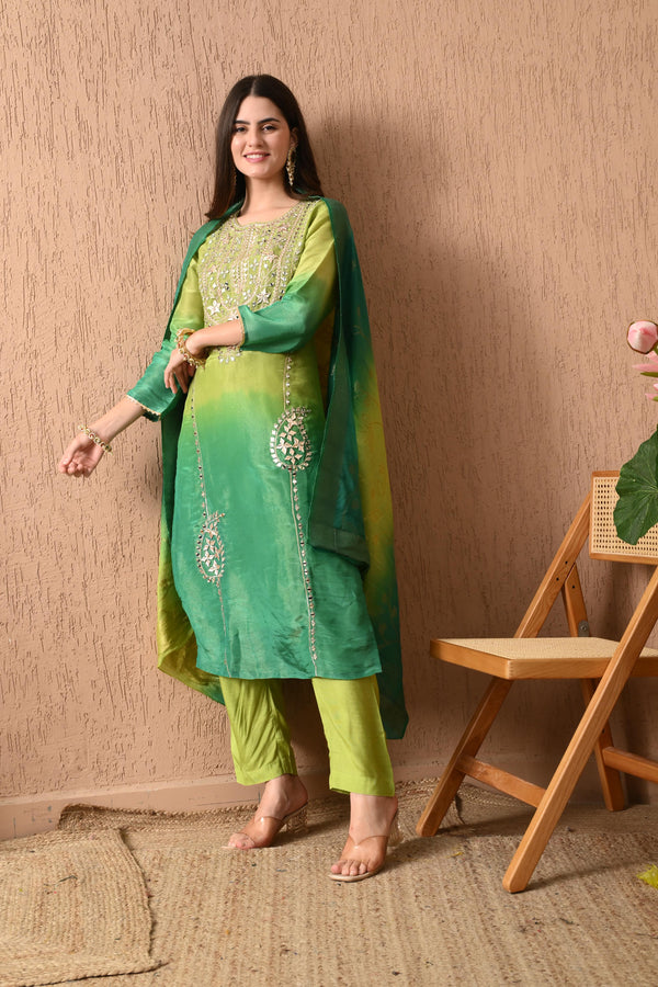 SAIRA GREEN PURE SHIMMER TISSUE DUAL TONED GOTTA WORK SUIT