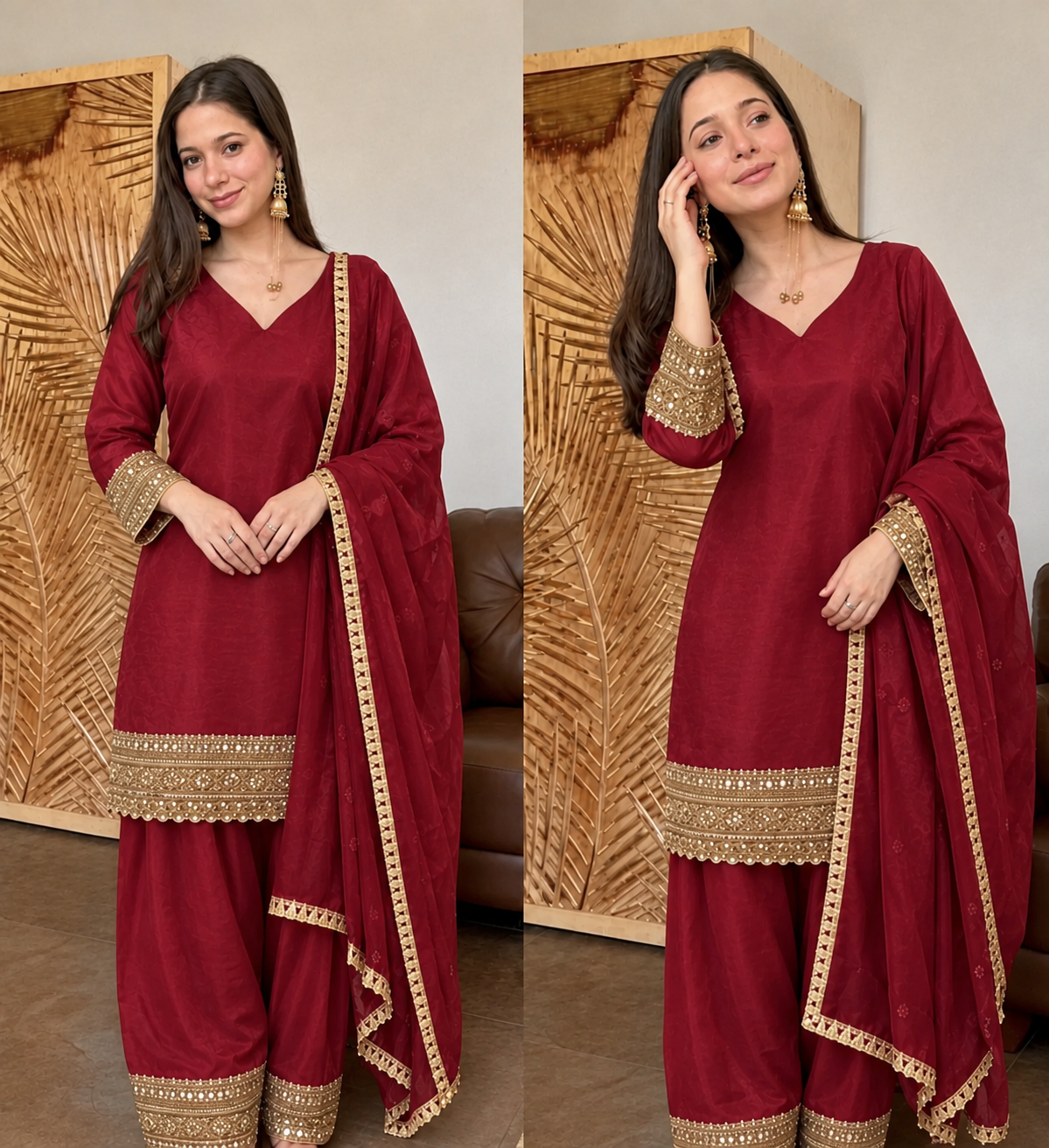 MAHARANI PREMIUM SILK 3-PIECE FARSHI SUIT SET