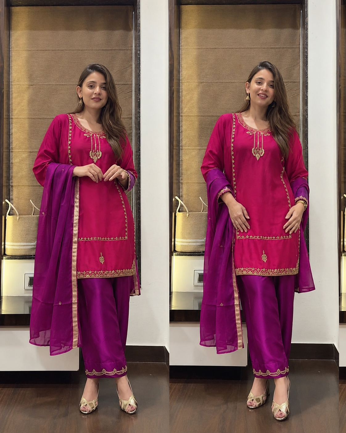 KARWACHAUTH SPECIAL PREMIUM SHIMMER SILK DESGINER HANDWORK FARSHI SUIT